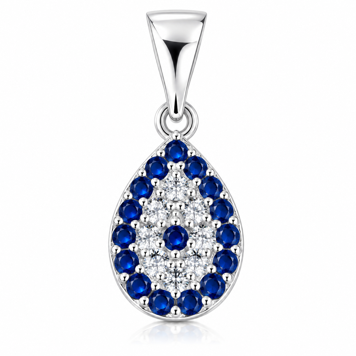 Pandantiv Ochi Protector Picătură din Argint 925 cu Pietre Albastre și Zirconii – Talisman Eleganță și Protecție. P82