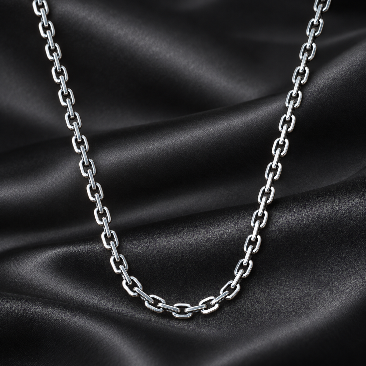 Lanț din argint 925 oxidat „Legătura Eternă” – zale alungite, 10 gr, 60 cm. LB53