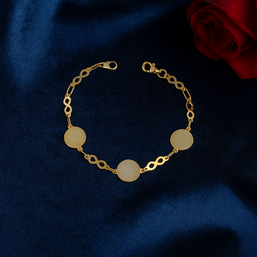 Brățară Elegantă din Argint 925 Placată cu Aur de 14K, Model cu Discuri și Simbol Infinit