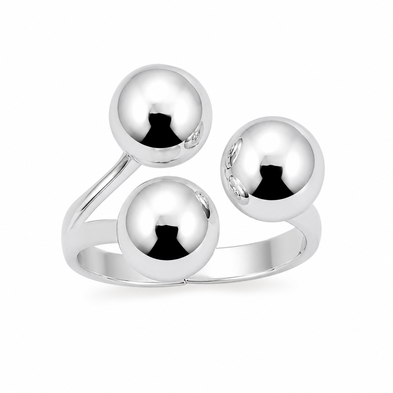 Inel Reglabil din Argint 925 „Trinitatea Luminii” – Design Modern cu 3 Biluțe, Eleganță Contemporană. ID560