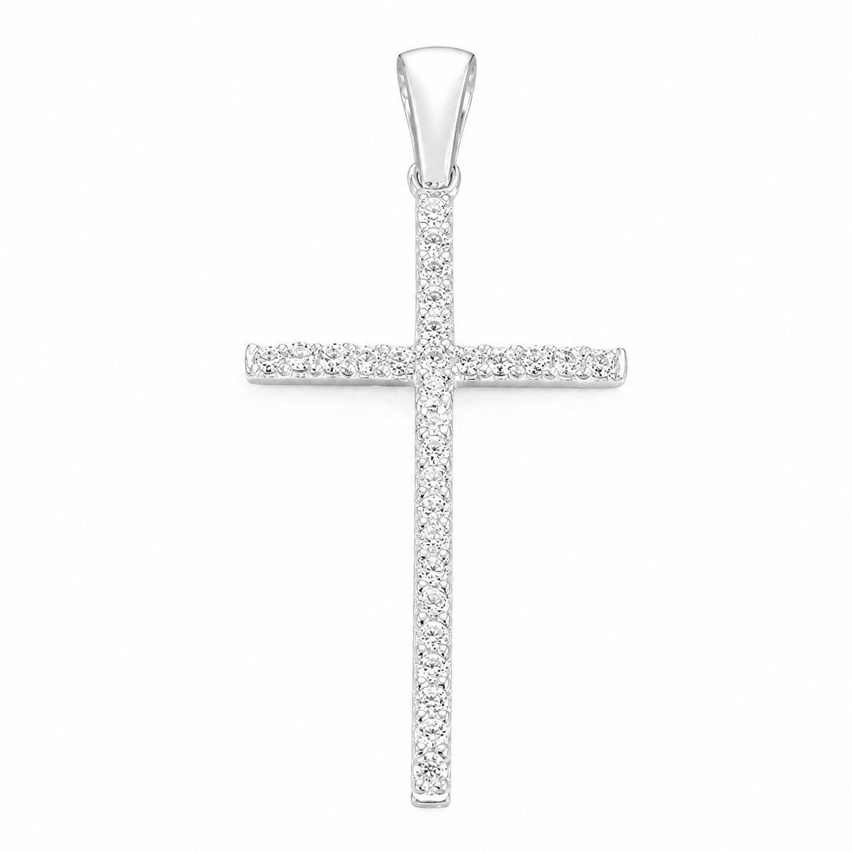 Pandantiv Cruce din Argint 925 „Lumina Credinței” – Design Elegant cu Zirconii. P68