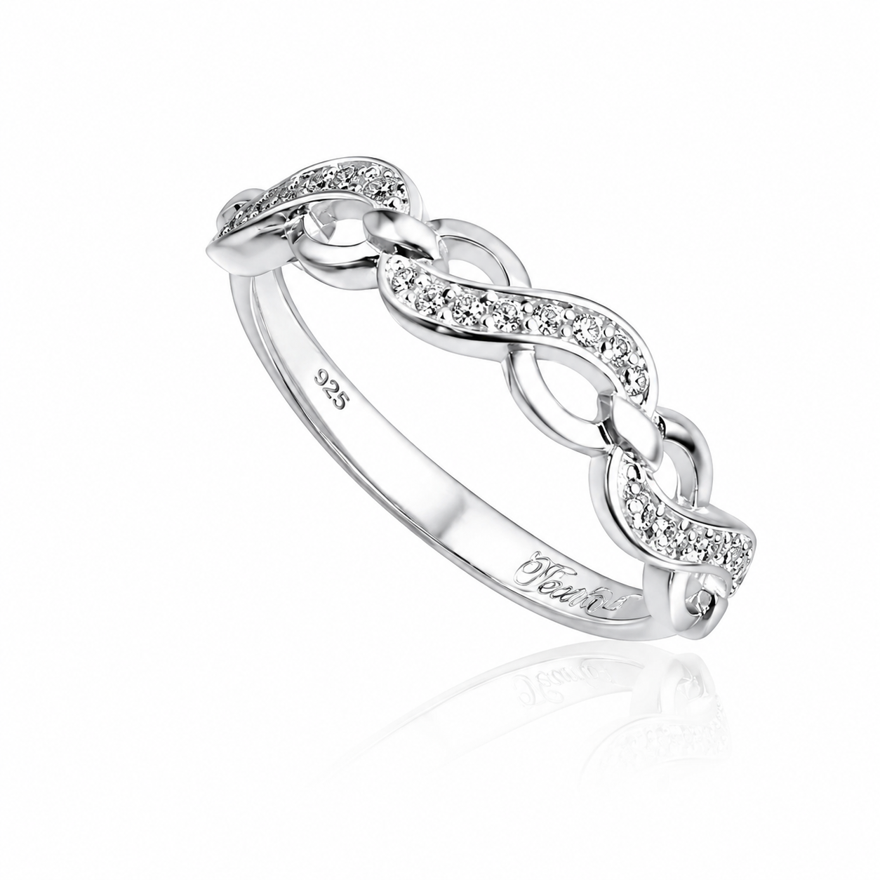 Inel din Argint 925 Model Infinit cu Zirconii – Simbol al Iubirii Eterne, Elegant și Delicat pentru Femei. ID519
