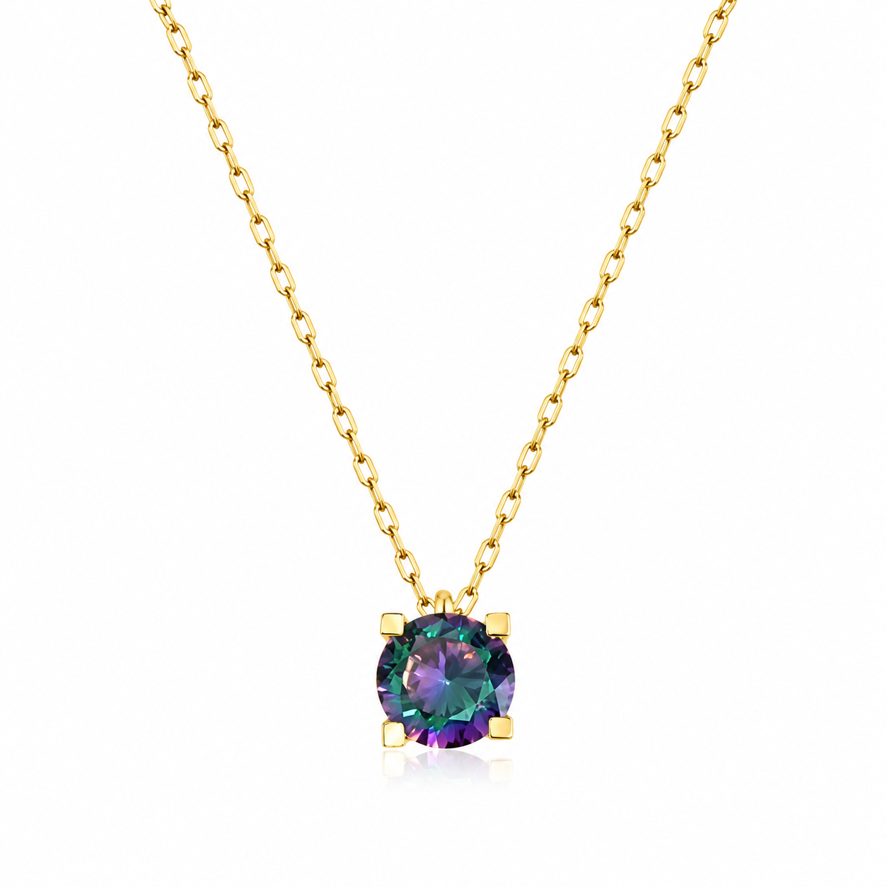 Colier Argint 925 Placat cu Aur 14K cu Pandantiv Multicolor 6mm – Elegant, Fin, Lungime Ajustabilă 41+5 cm | InfinityBijoux.ro. LD81