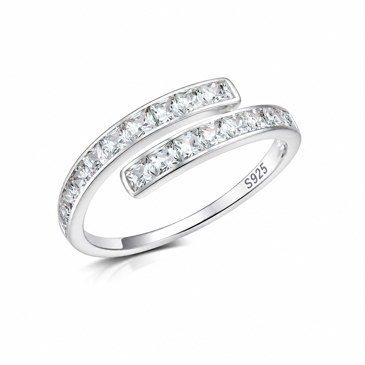 Inel din Argint 925 Rodiat Reglabil „Armonia Eternă” cu Zirconii Princess. ID525