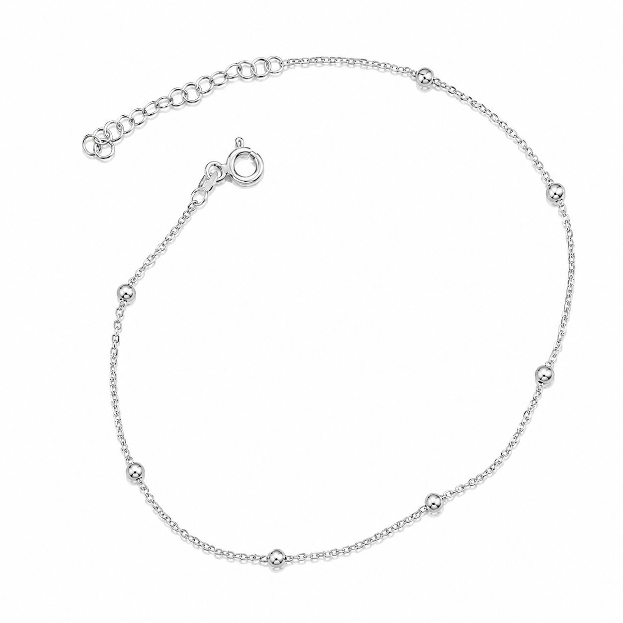 Brățară de gleznă din Argint 925 cu biluțe fine – reglabilă 21+4 cm, design minimalist elegant. BG36