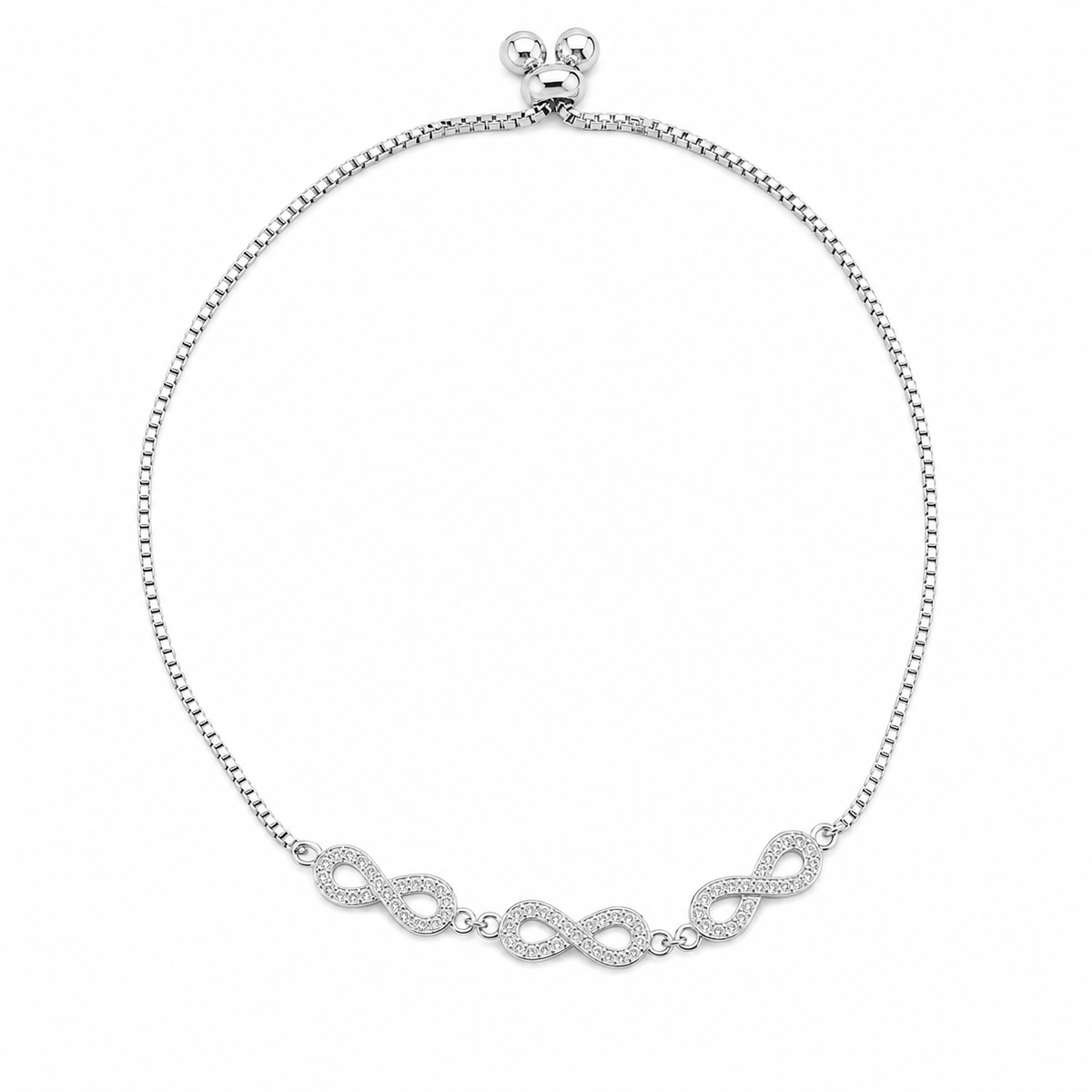 Brățară din Argint 925 „Trei Infinituri” cu Zirconii – Reglabilă, 3,20 gr. BD462