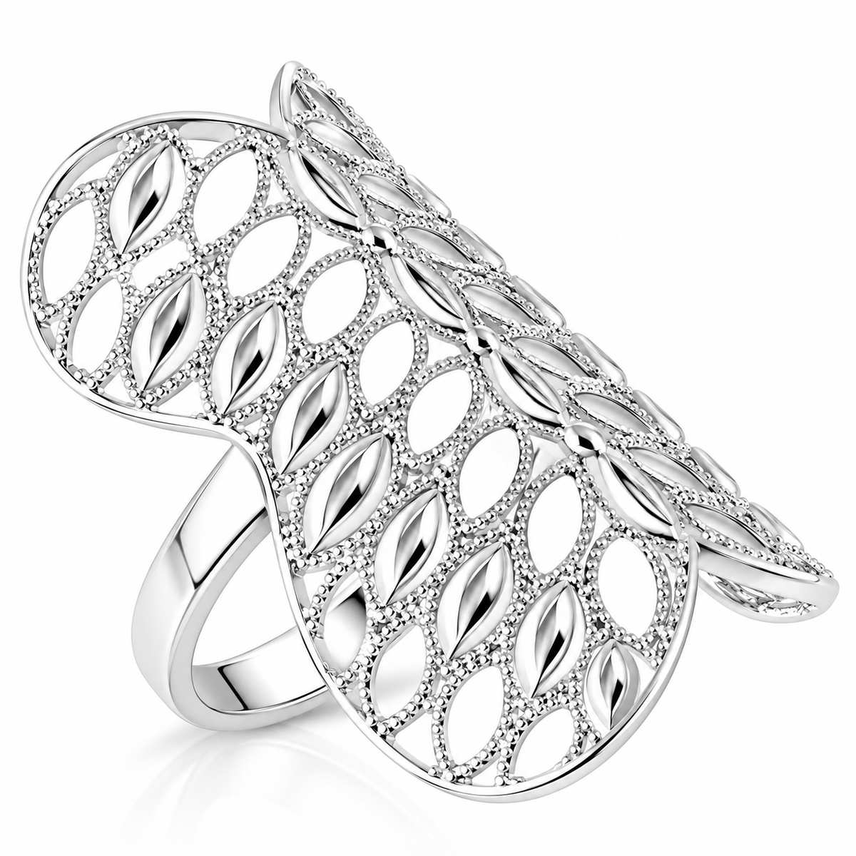Inel Damă din Argint 925 „Silver Leaves Royale” – Model Lat cu Frunze Filigranate, Eleganță Inspirată din Natură. ID601