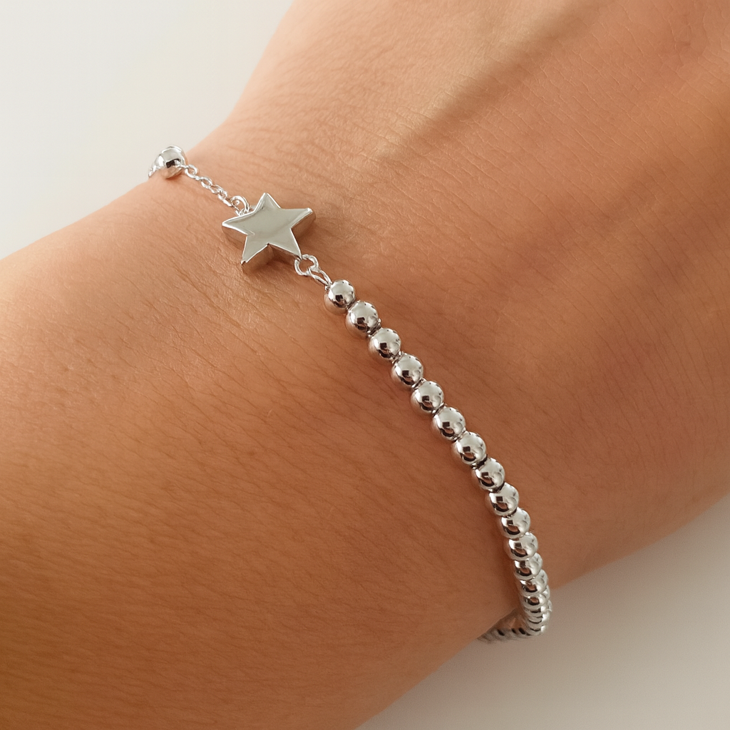 Brățară Stele din Argint 925 Rodiat, Model Elegant, Lungime Ajustabilă