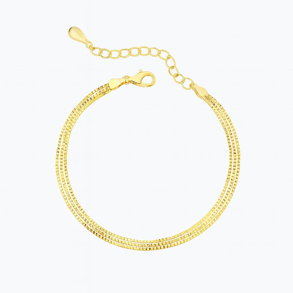 Brățară din Argint 925 cu 3 fire placată cu Aur de 14K