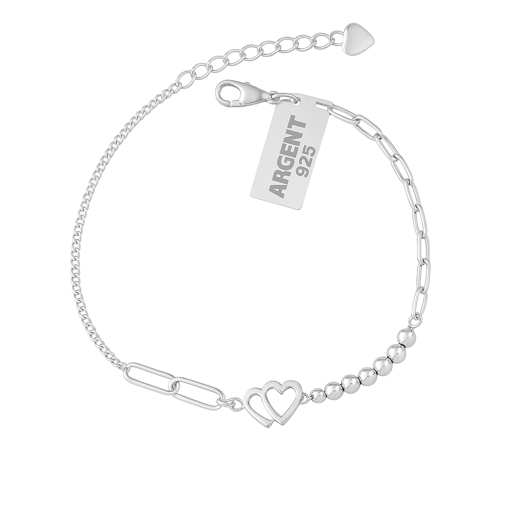 Brățară Inimi Împletite din Argint 925 Rodiat