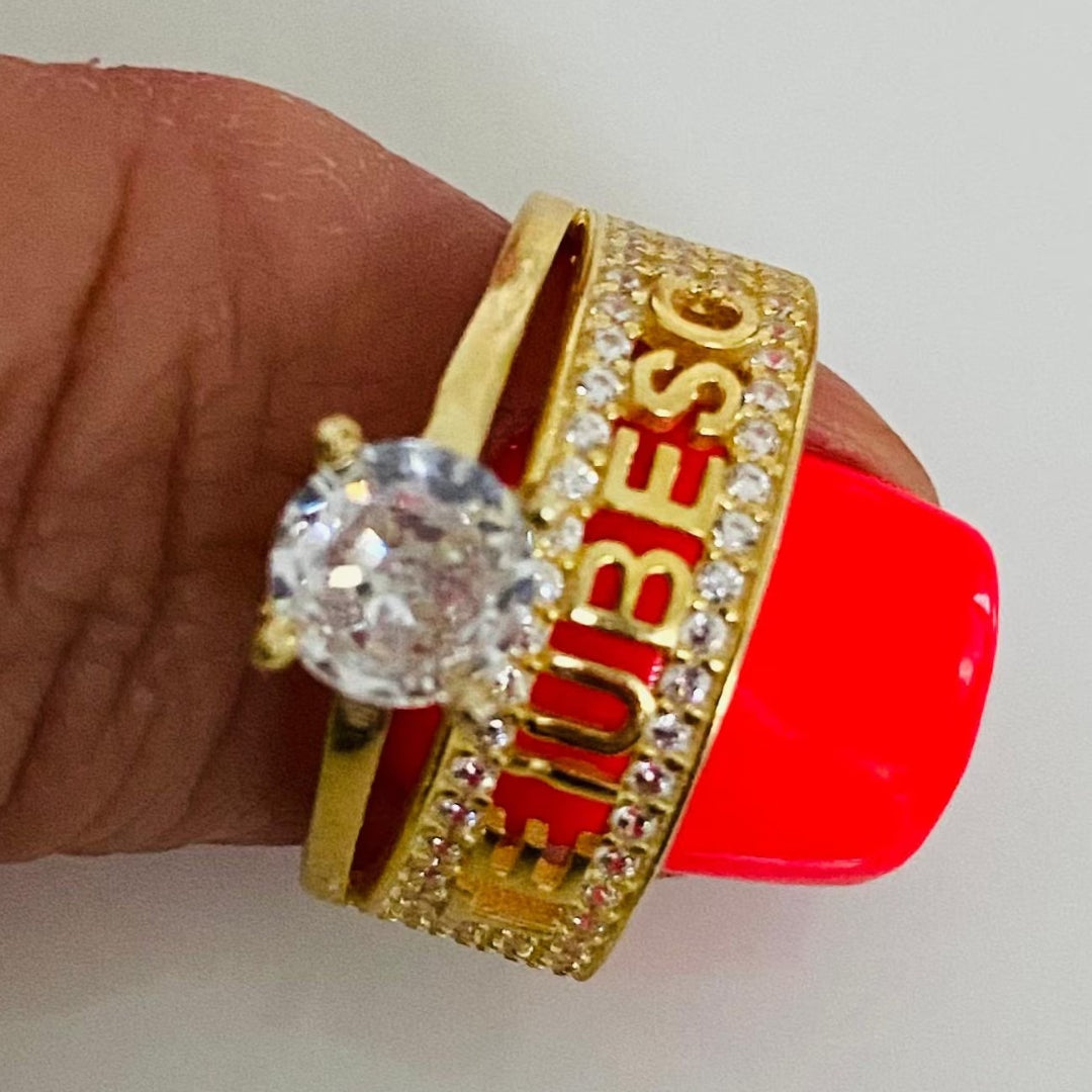 Inel logodna din argint 925 suflat cu aur