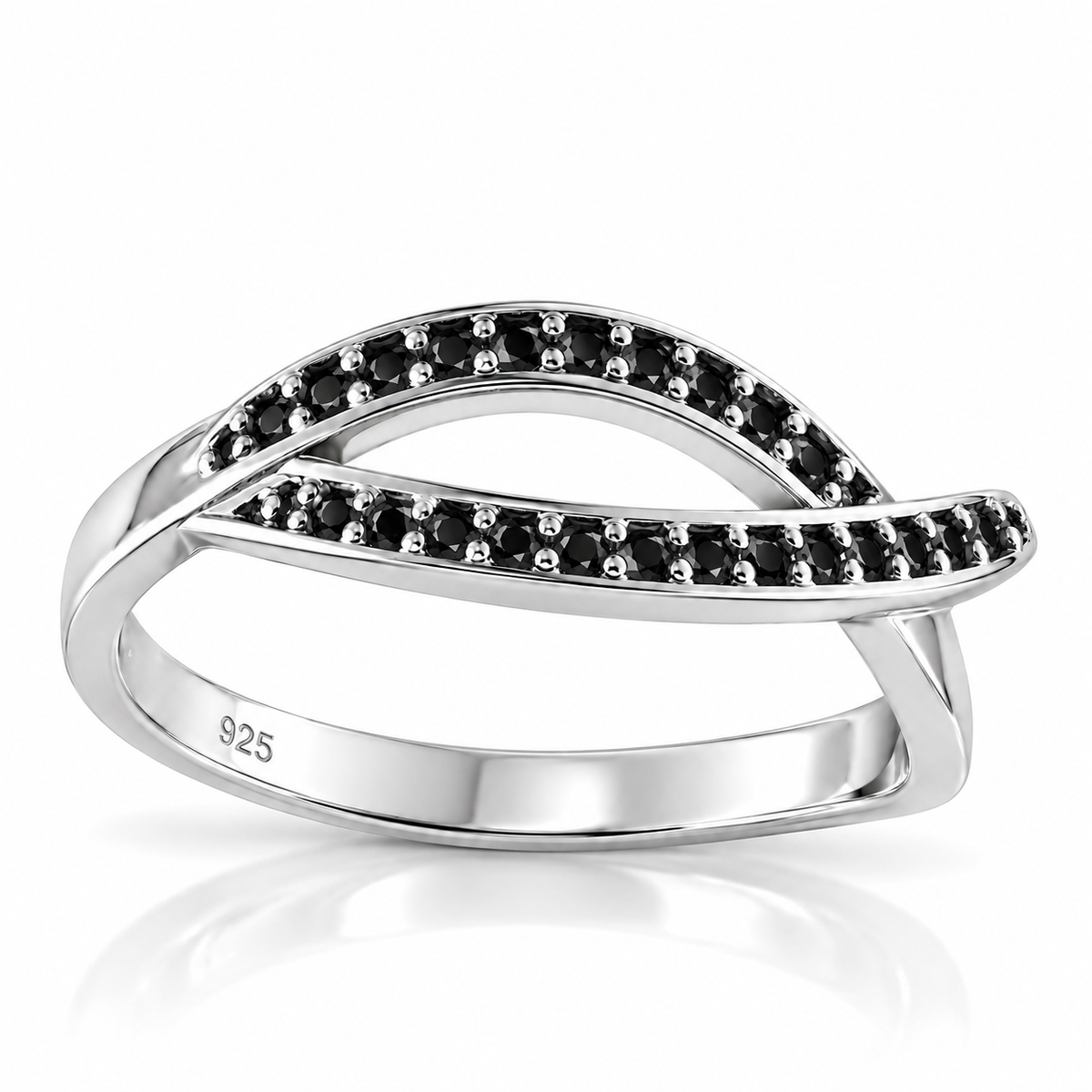 Inel din Argint 925 cu Pietre Negre – Black Infinity Elegance | Design Încrucișat, Rafinament și Eleganță. ID585