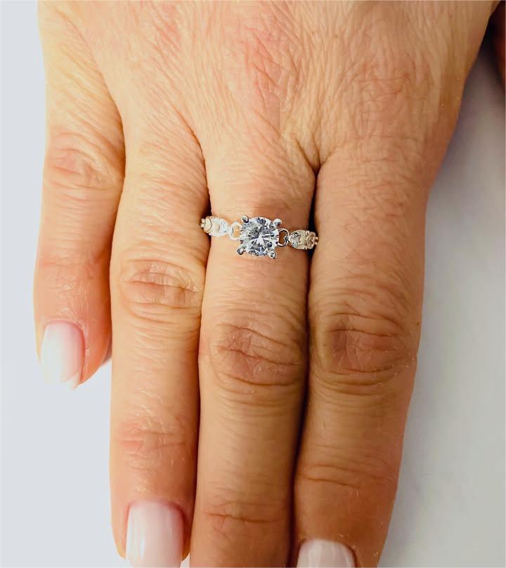 Inel de logodna din argint 925, model cu inimioare