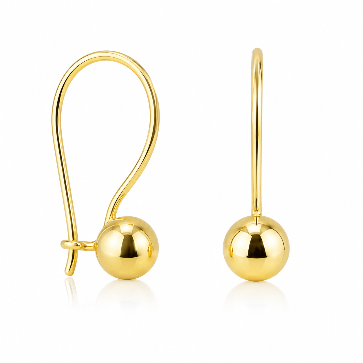 Cercei Golden Sphere Éclat din Argint 925 Placat cu Aur 14K – Biluță 6 mm, Tortiță 15 mm. CD597