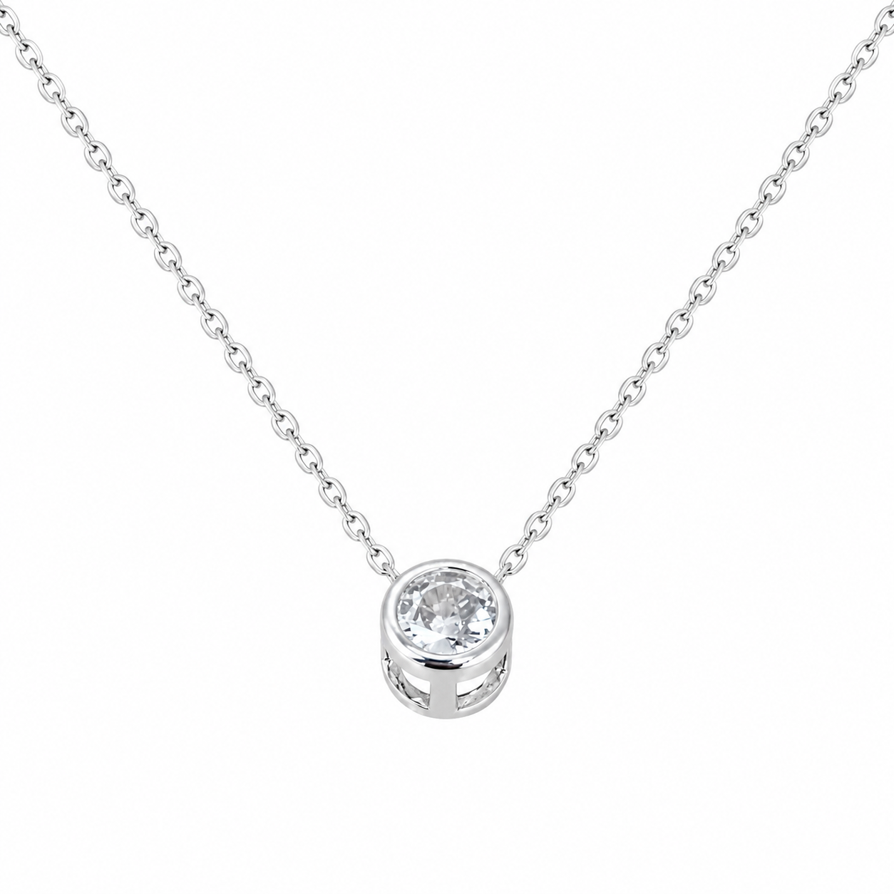 Colier Argint 925 cu Pandantiv Zirconiu 6 mm – Lant Fin Ajustabil 40+4 cm – Bijuterie Minimalista Eleganta.C235