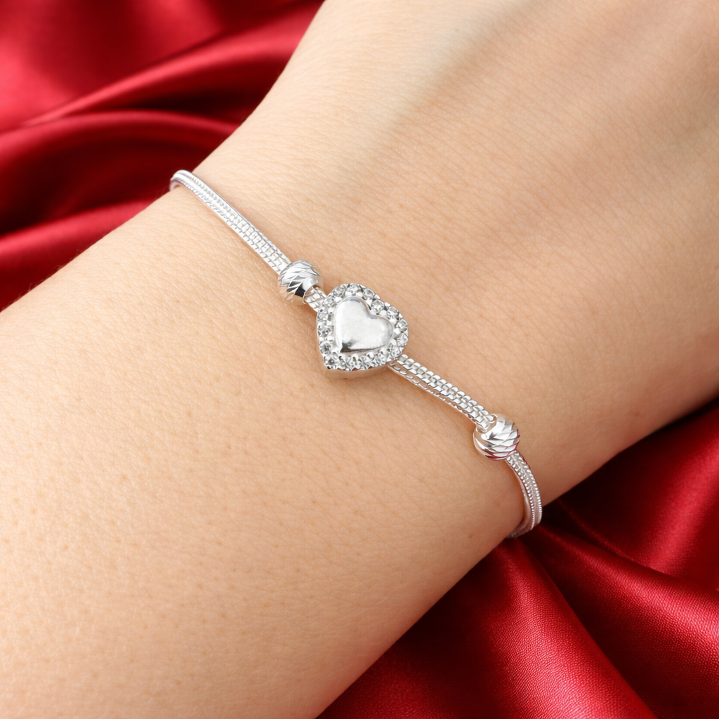 Brățară din Argint 925 „Inima Eternă” – Eleganță Delicată cu Zirconii Strălucitoare. BD 406
