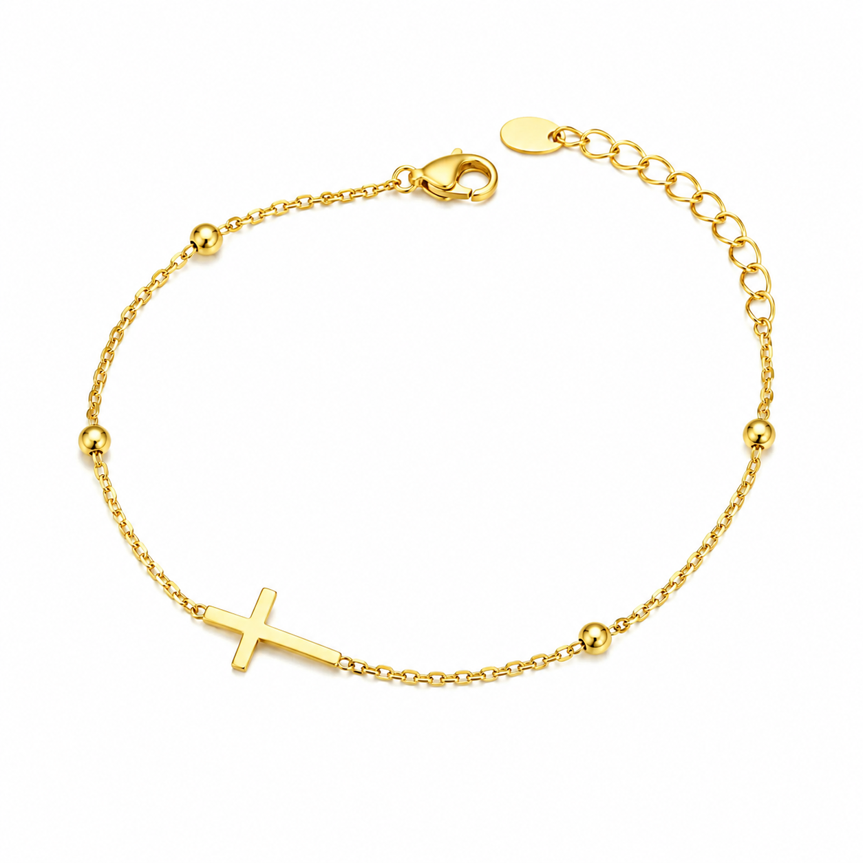 Brățară Cruce din Argint 925 Placat cu Aur 14K, Reglabilă 15+3 cm – Bijuterie Elegantă și Spirituală pentru Femei | Infinity Bijoux România. BD440