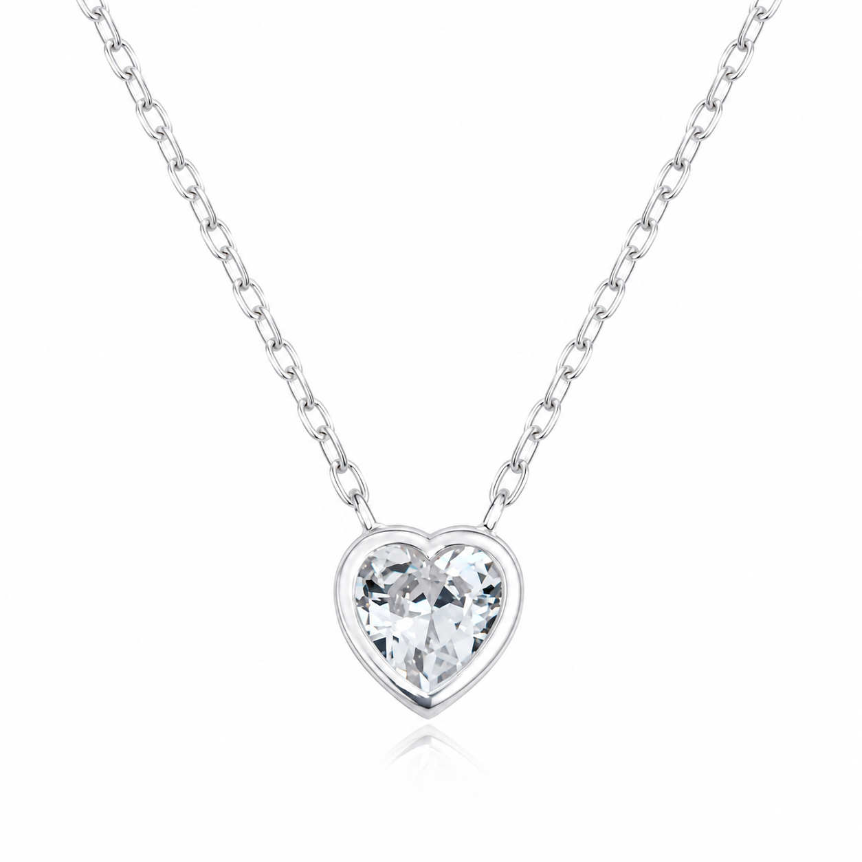 Colier din Argint 925 cu Pandantiv Inimă cu Zirconiu – Elegant, Delicat, Reglabil 40+5 cm