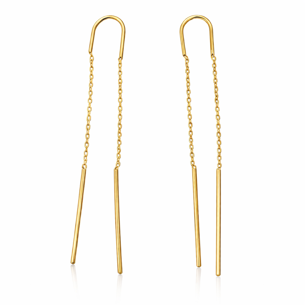 Cercei lungi din Argint 925 Aurit, tip Threader, 8 cm – Design minimalist elegant, cu lanț fin. CD582