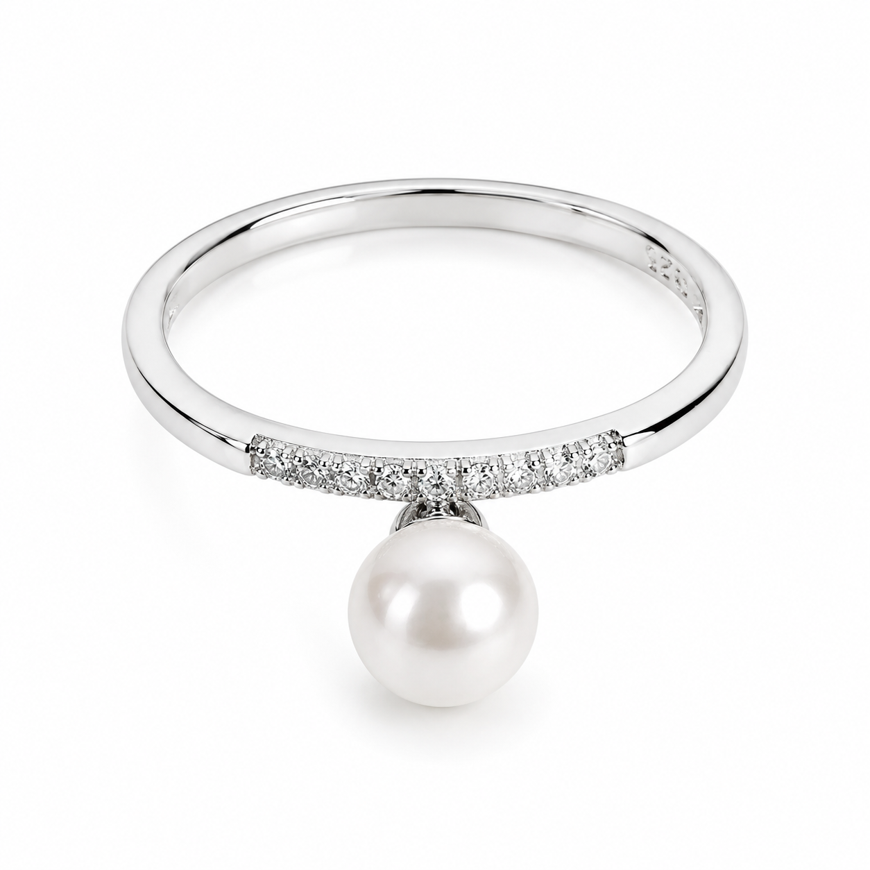Inel din Argint 925 „Perla Lunii” – cu Perlă Albă și Zirconii Strălucitoare | Eleganță Clasică. ID530