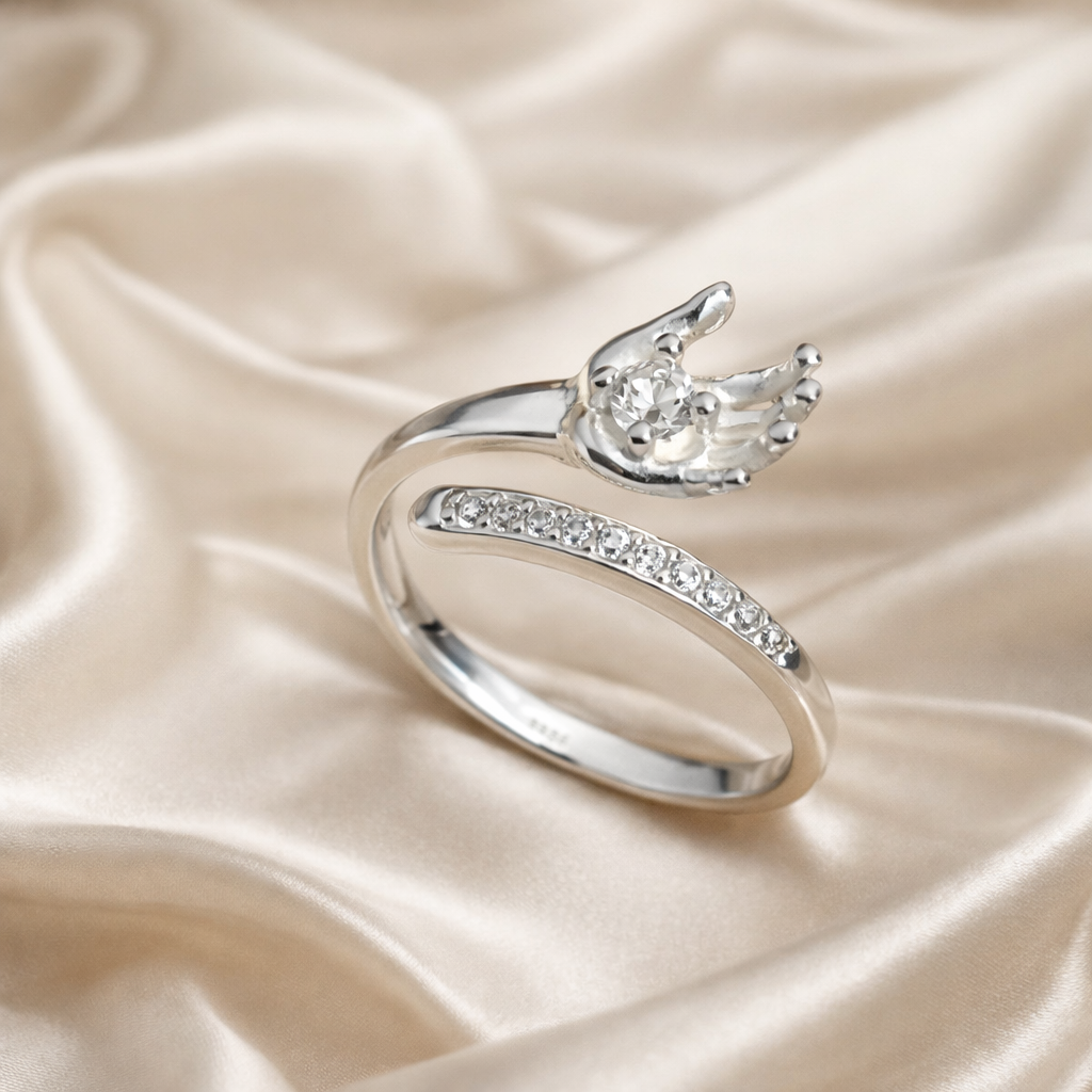 Inel Reglabil „Coroana Eternității” din Argint 925 cu Zirconii – Design Elegant, Mărime Ajustabilă. ID248