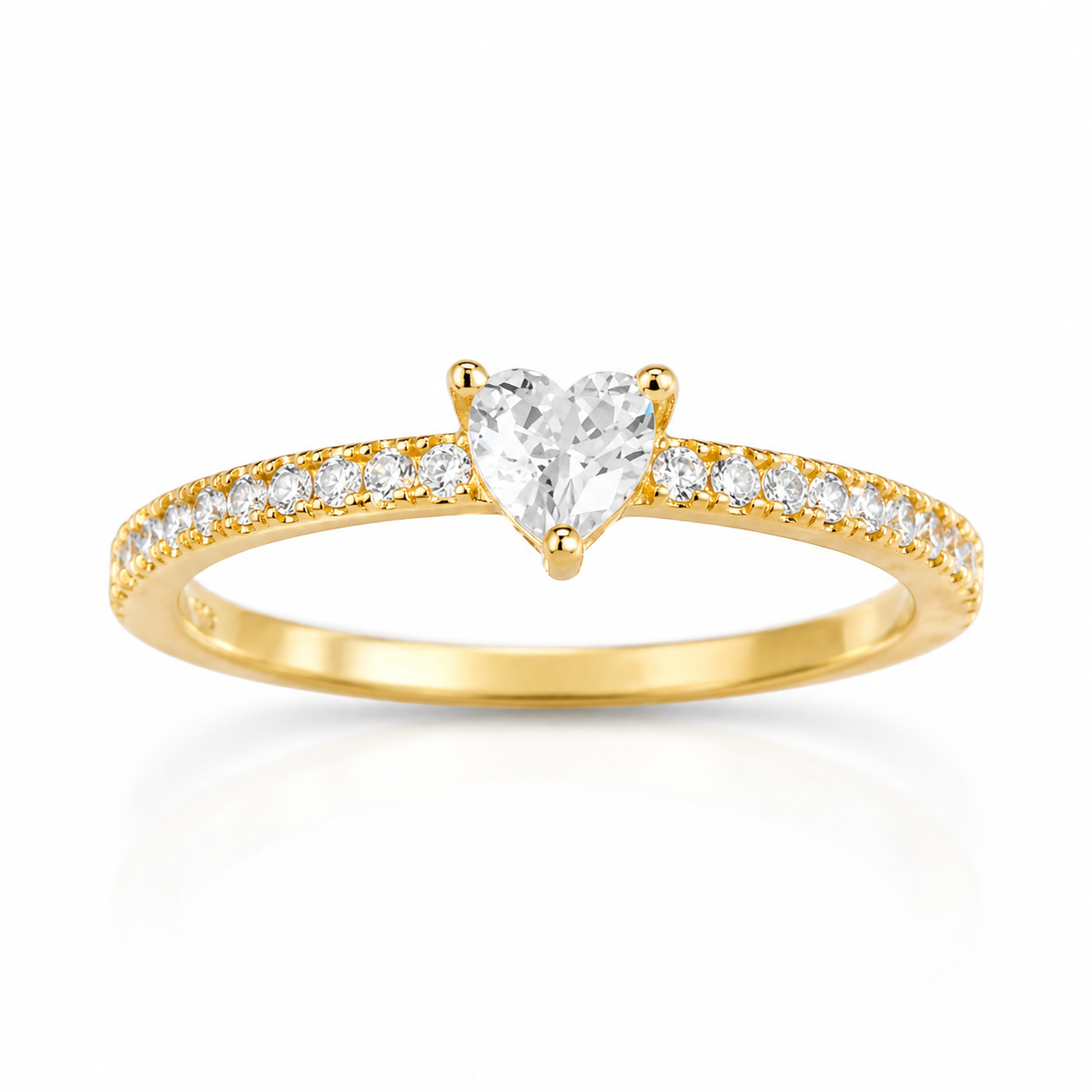 Inel inima argint 925 placat cu aur 14k zirconii