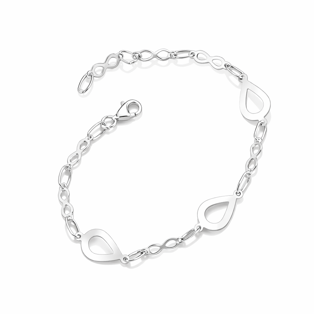 Brățară din Argint 925 cu Elemente Infinity și Forme Lacrimă – Lungime 19 cm. BD381