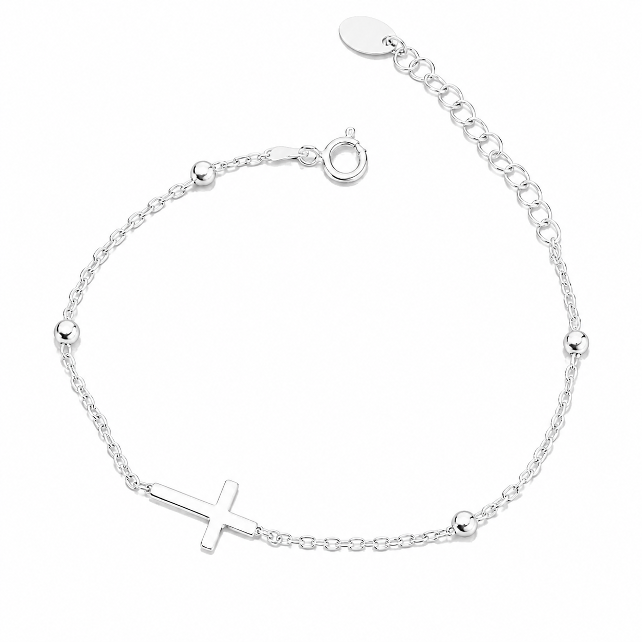 Brățară Argint 925 cu Cruce Minimalistă, Reglabilă 15+3 cm – Simbol Credință și Protecție | InfinityBijoux. BD437