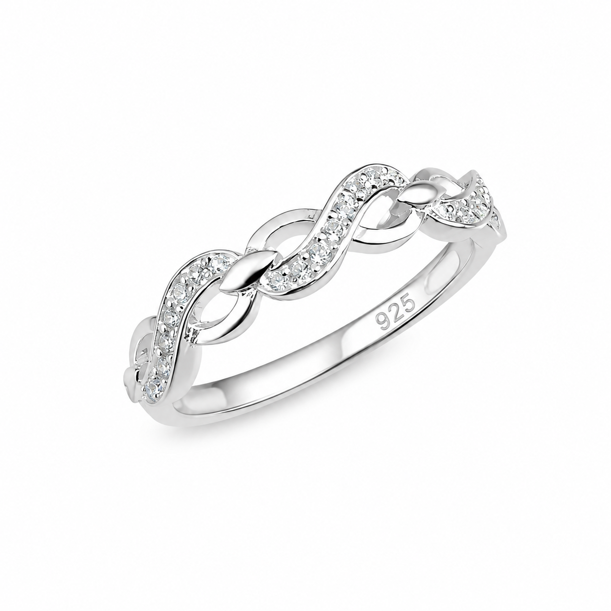 Inel din Argint 925 Model Infinit cu Zirconii – Simbol al Iubirii Eterne, Elegant și Delicat pentru Femei. ID519