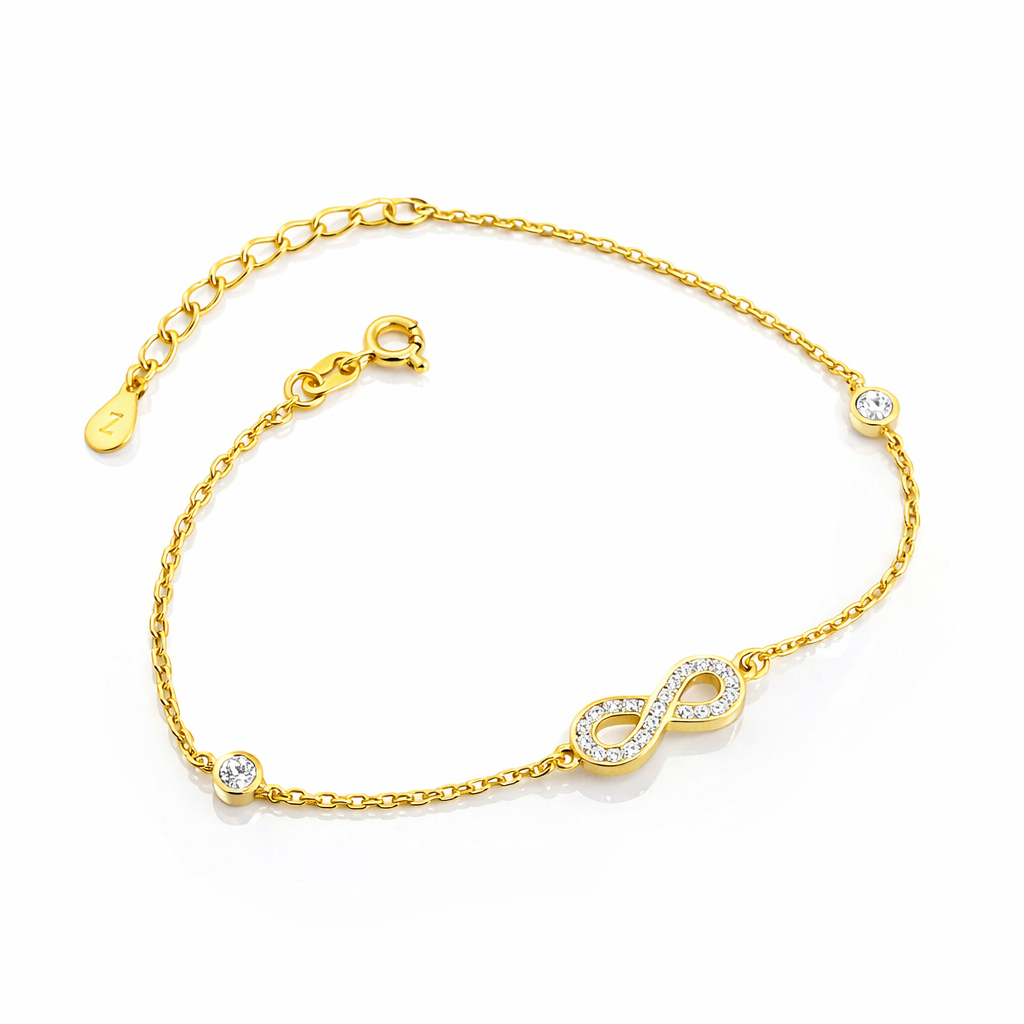 Brățară Infinity Aeterna din Argint 925 Aurit – Simbol al Iubirii Infinite, Lungime Ajustabilă 17+4 cm. BD402