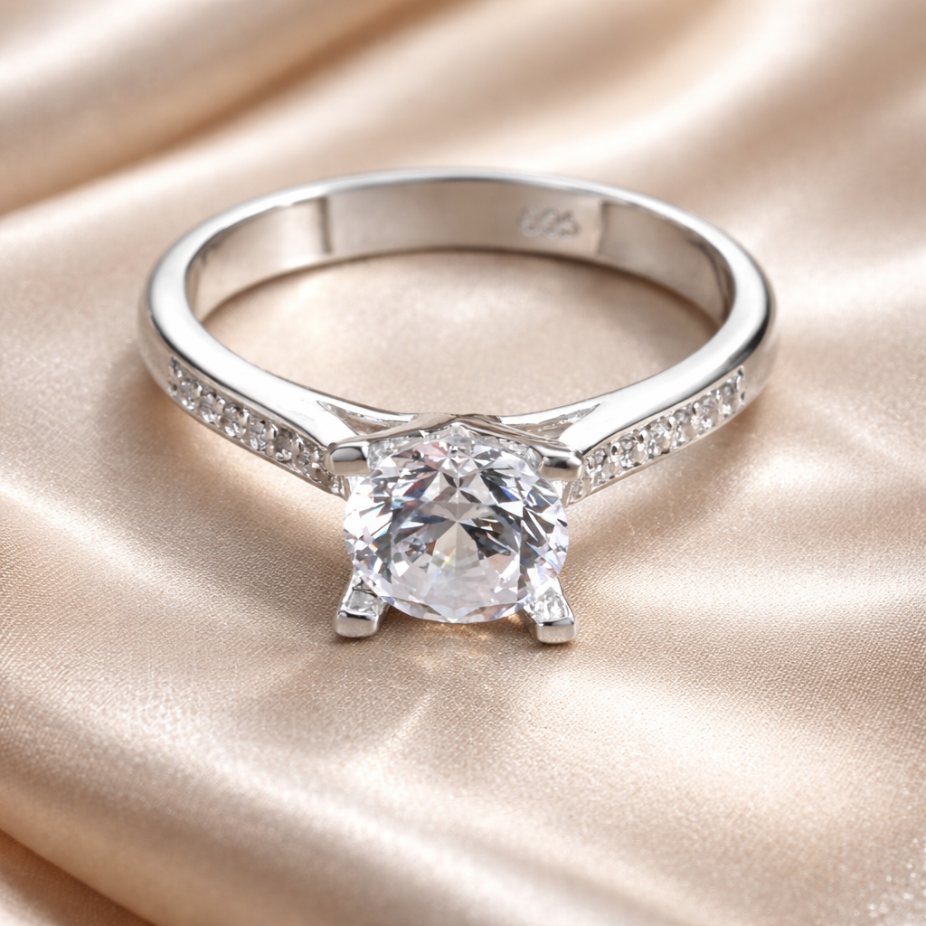 Inel de Logodnă Argint 925 cu Piatra Strălucitoare 6 mm – Design Elegant și Delicat | InfinityBijoux. ID222