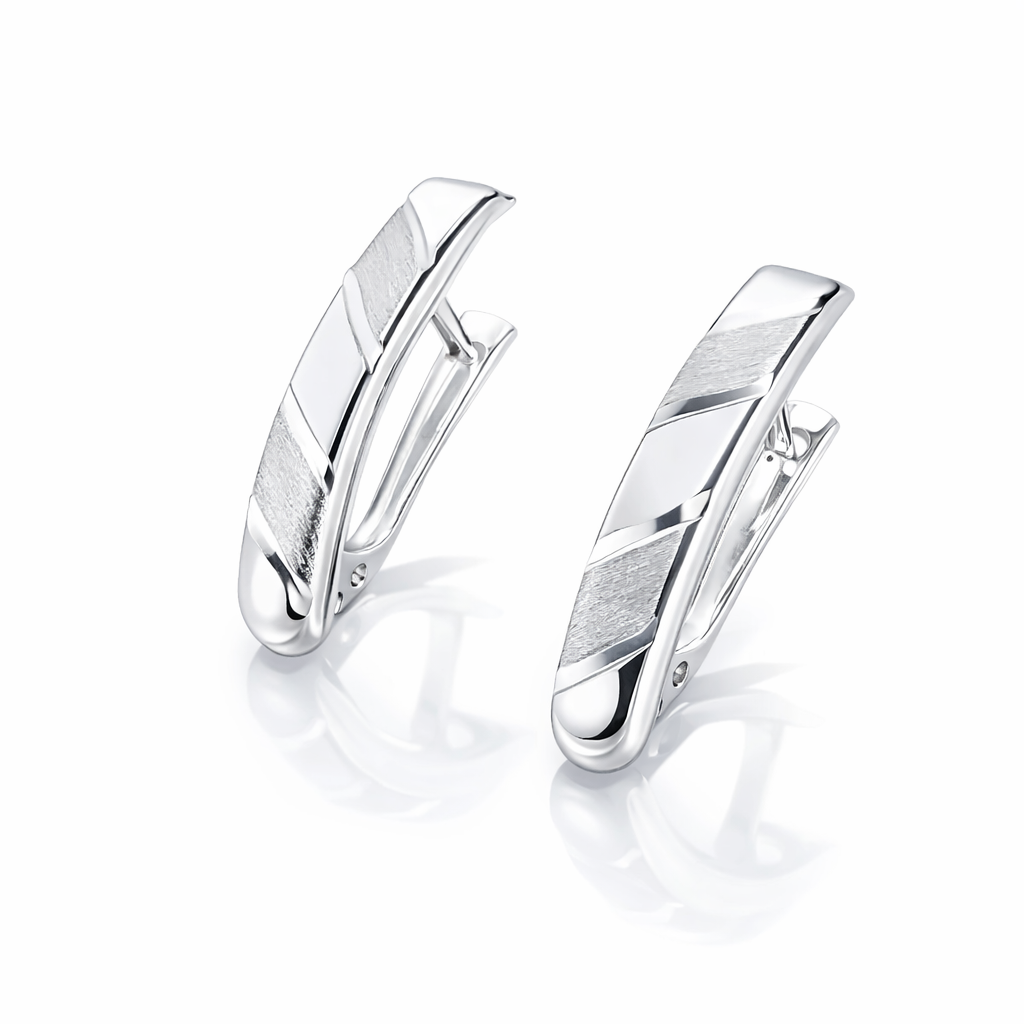 Cercei din Argint 925 „Armonia Reflexiei” – Design Curbat Elegant, Finisaj Lucios Premium. CD548