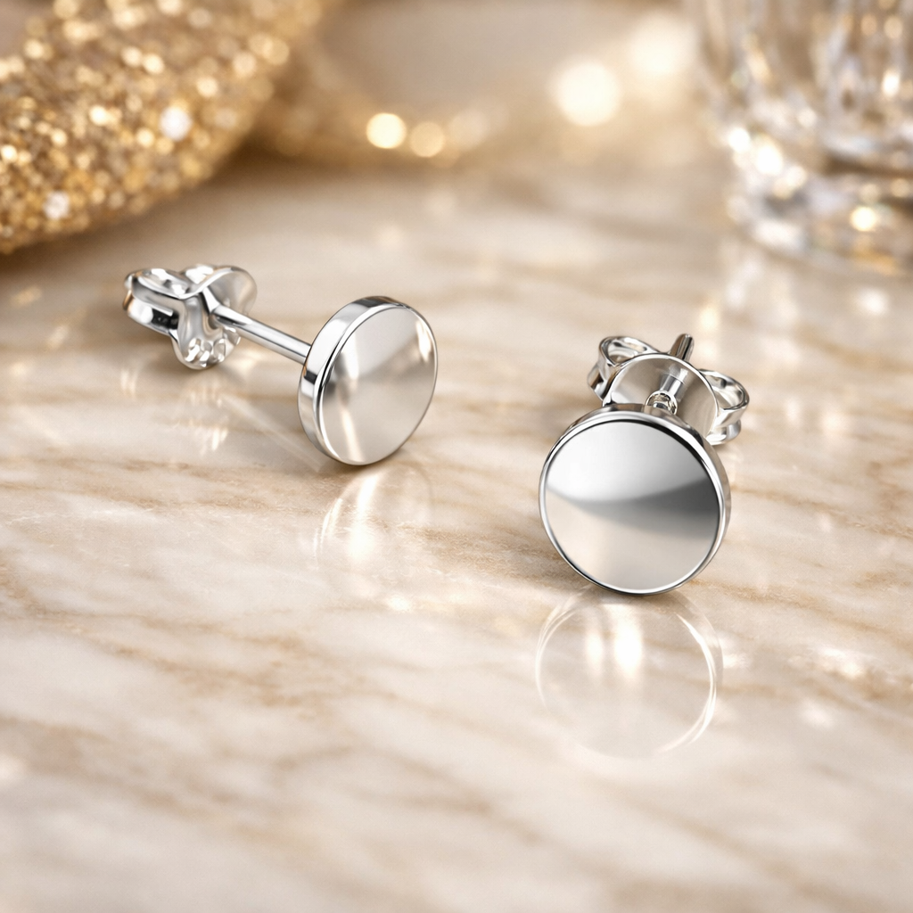 Cercei Bănuț 7 mm din Argint 925 – Prindere Șurub, Design Minimalist Elegant, Cadou Premium. CD247
