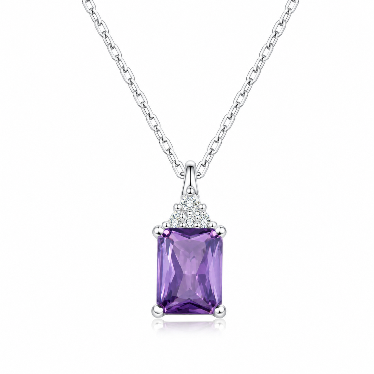 Colier Elegant din Argint 925 cu Pandantiv Mov și Zirconii Strălucitoare – Stil Rafinat și Feminin. C233