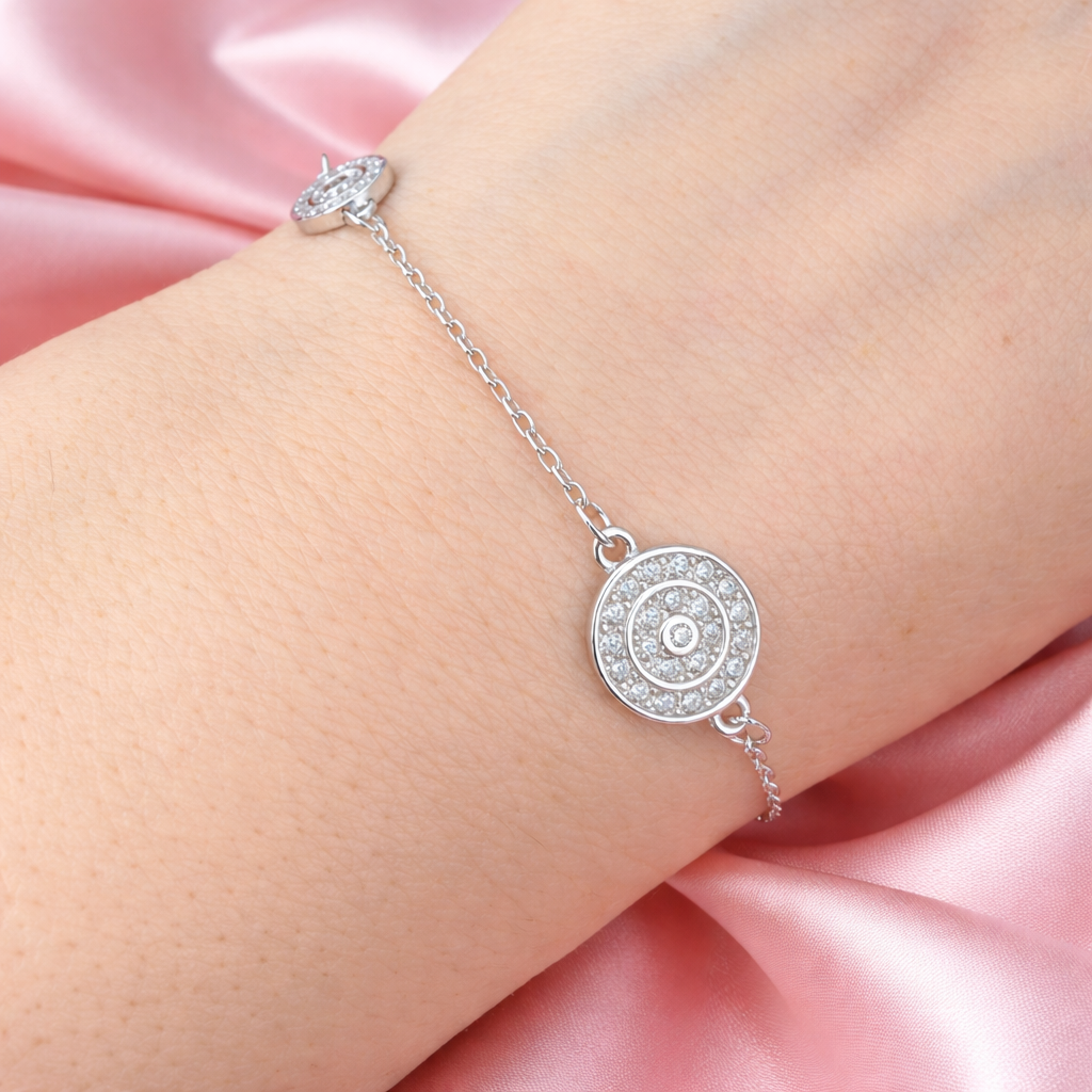 Brățară Argint 925 „Duo Lumina Circulis” – Eleganță Fină cu Bănuți Strălucitori. BD400