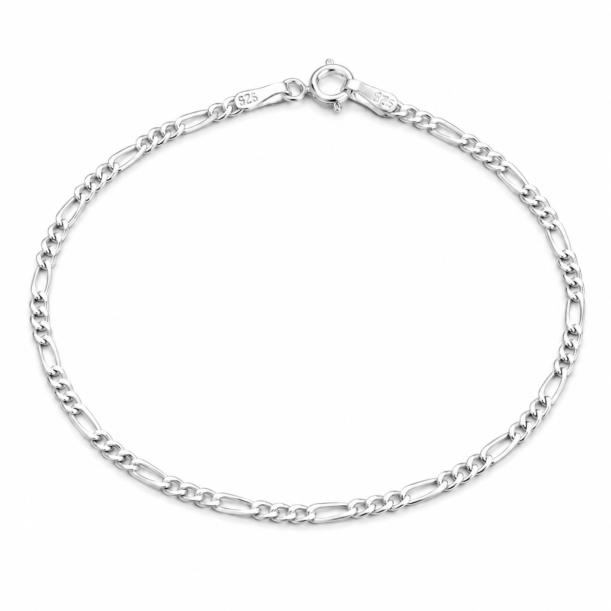 Brățară Figaro din Argint 825 pentru Damă și Bărbat, 18 cm, 2 mm, Elegantă și Versatilă. BB56