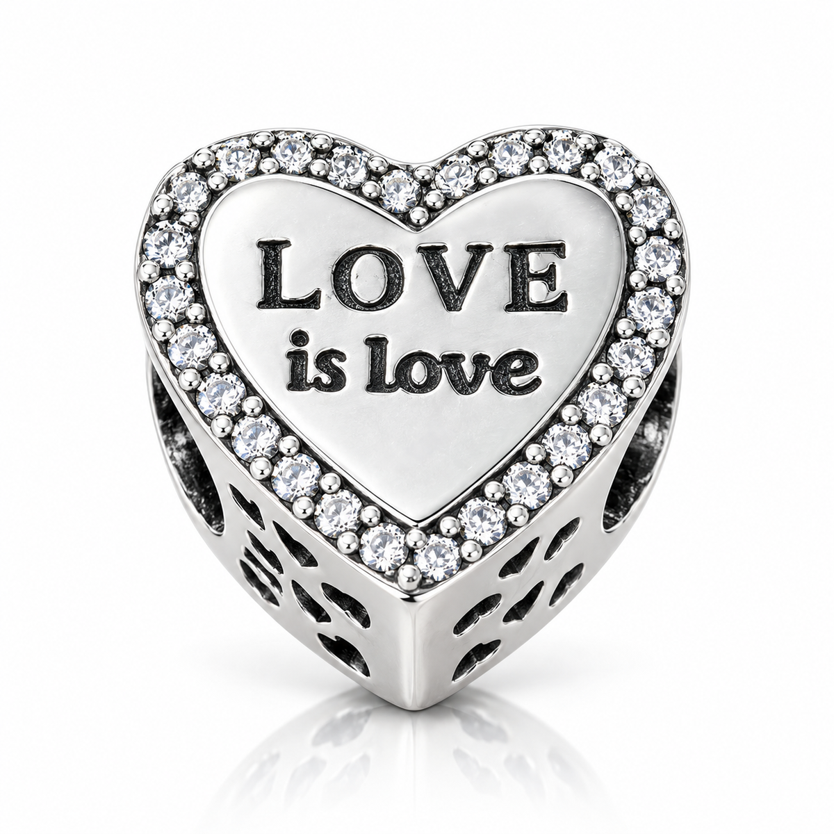 Charm inimă „Amour Libre” din argint 925, Love Is Love, compatibil Pandora. T248