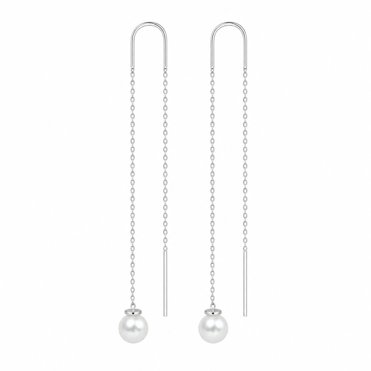 Cercei din Argint 925 cu Perlă „Lacrima Lunii” – Cercei Threader Eleganți, Lungime 8 cm. CD625