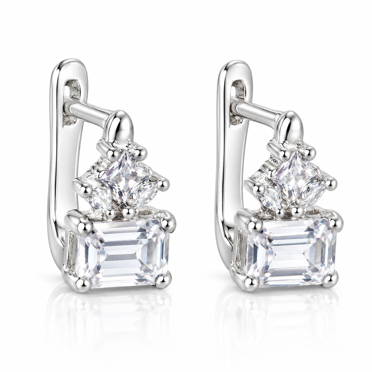 Cercei Royal Sparkle din Argint 925 cu Zirconii – Piatră Dreptunghiulară, 3,80 g, Eleganță Luminoasă
