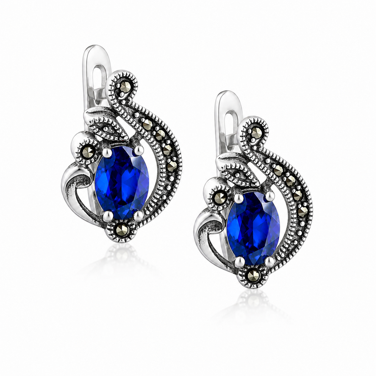 Cercei din Argint 925 „Safira Regală” cu Piatră Albastru Regal – 7 g CD660