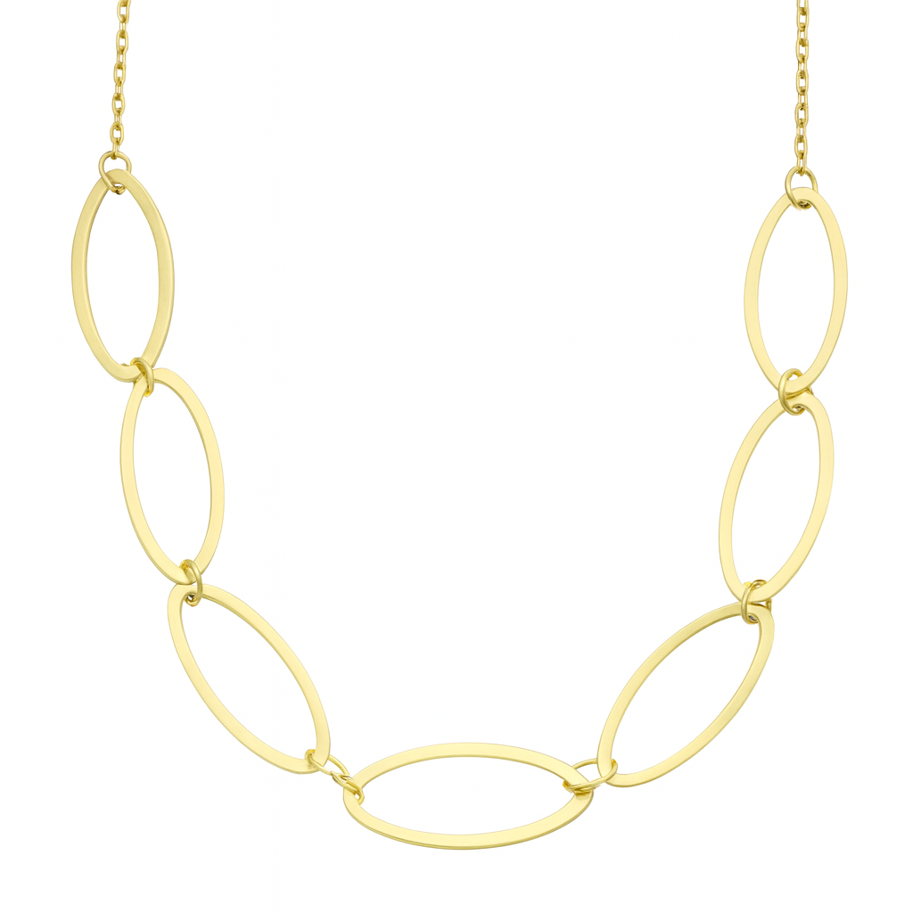 Colier elegant din argint 925 placat cu aur de 14K, design oval modern, lungime ajustabilă