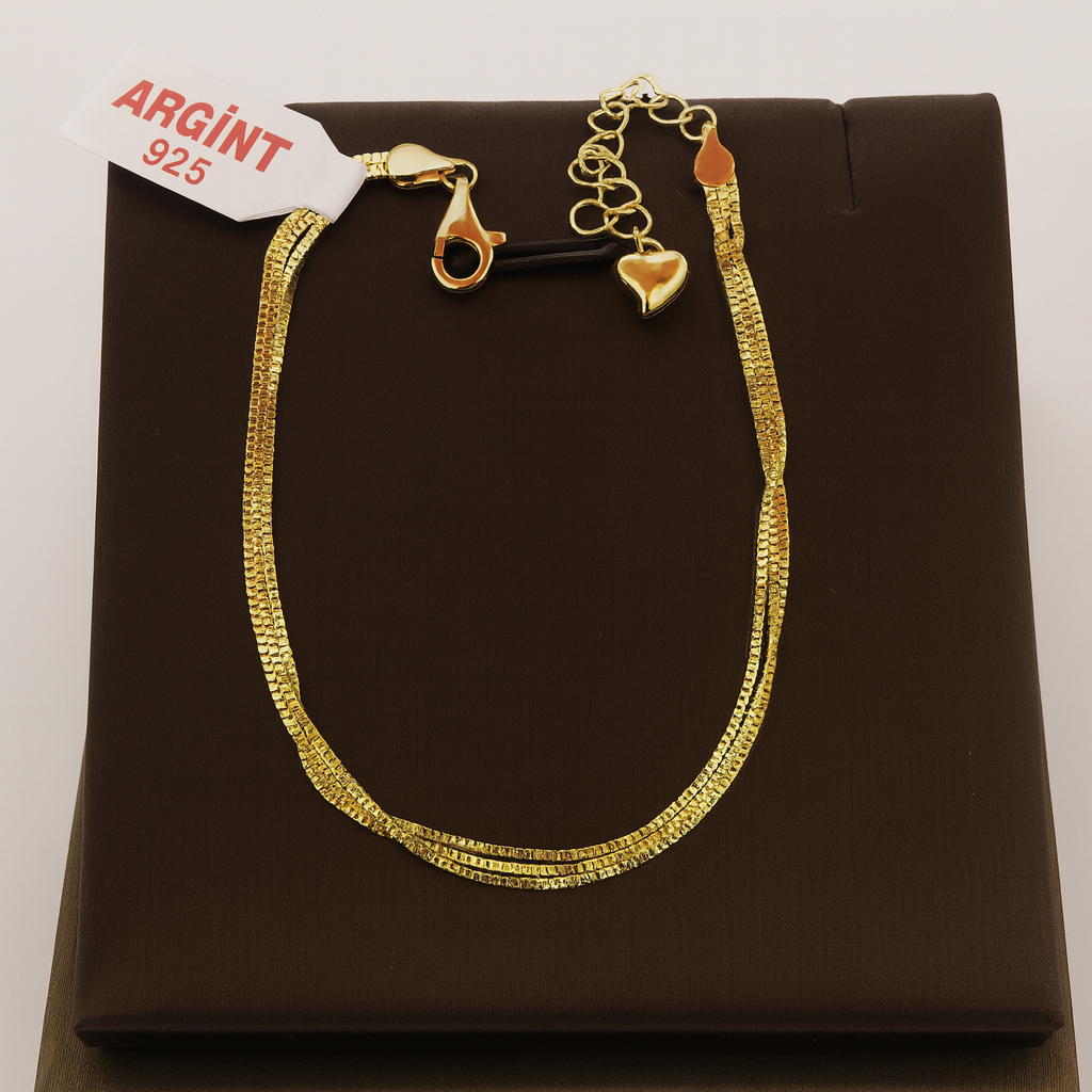 Brățară din Argint 925 cu 3 fire placată cu Aur de 14K