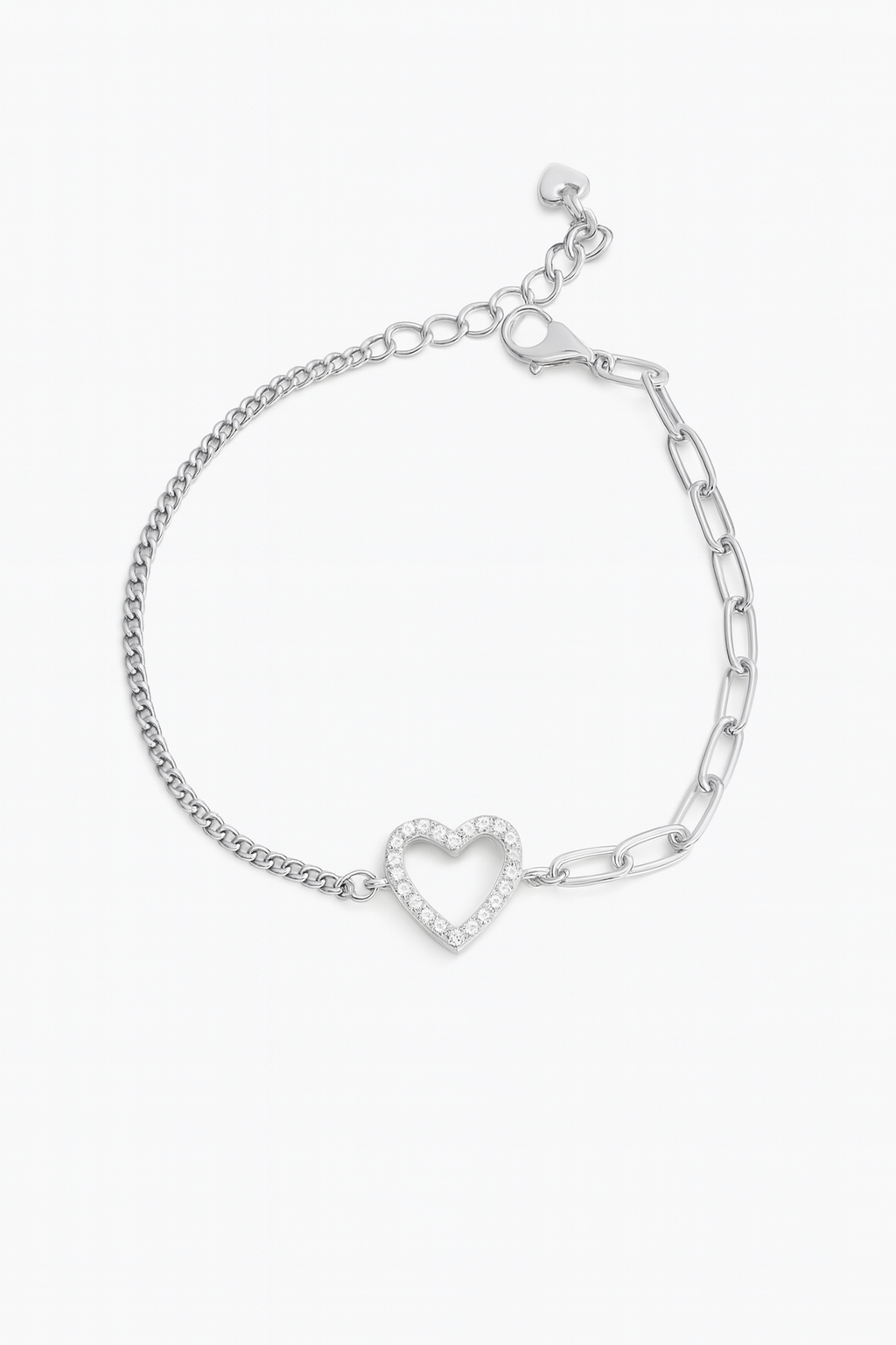 Brățară de lux Aurelia Heartline din argint 925 rodiat cu inimă pavé zirconii