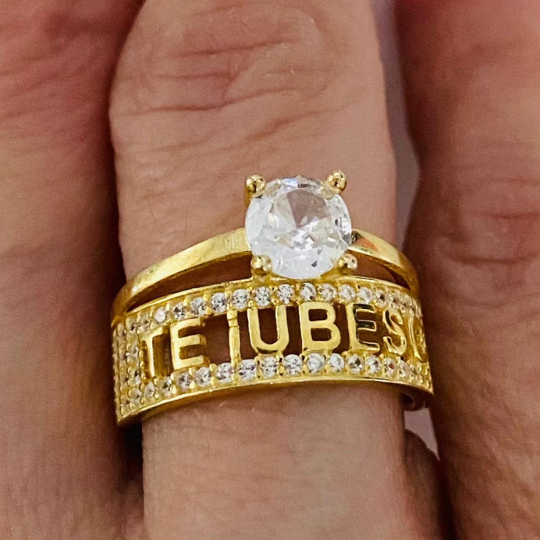 Inel logodna din argint 925 suflat cu aur