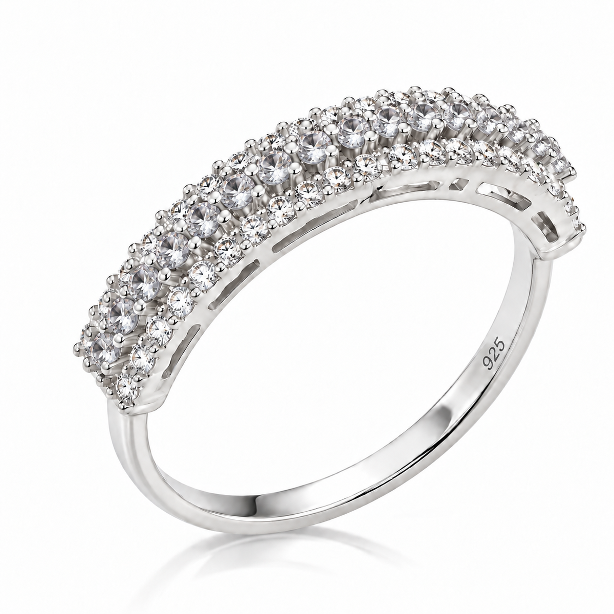 Inel Daria din Argint 925 cu Trei Rânduri de Zirconii Strălucitoare – Elegant și Feminin. ID488