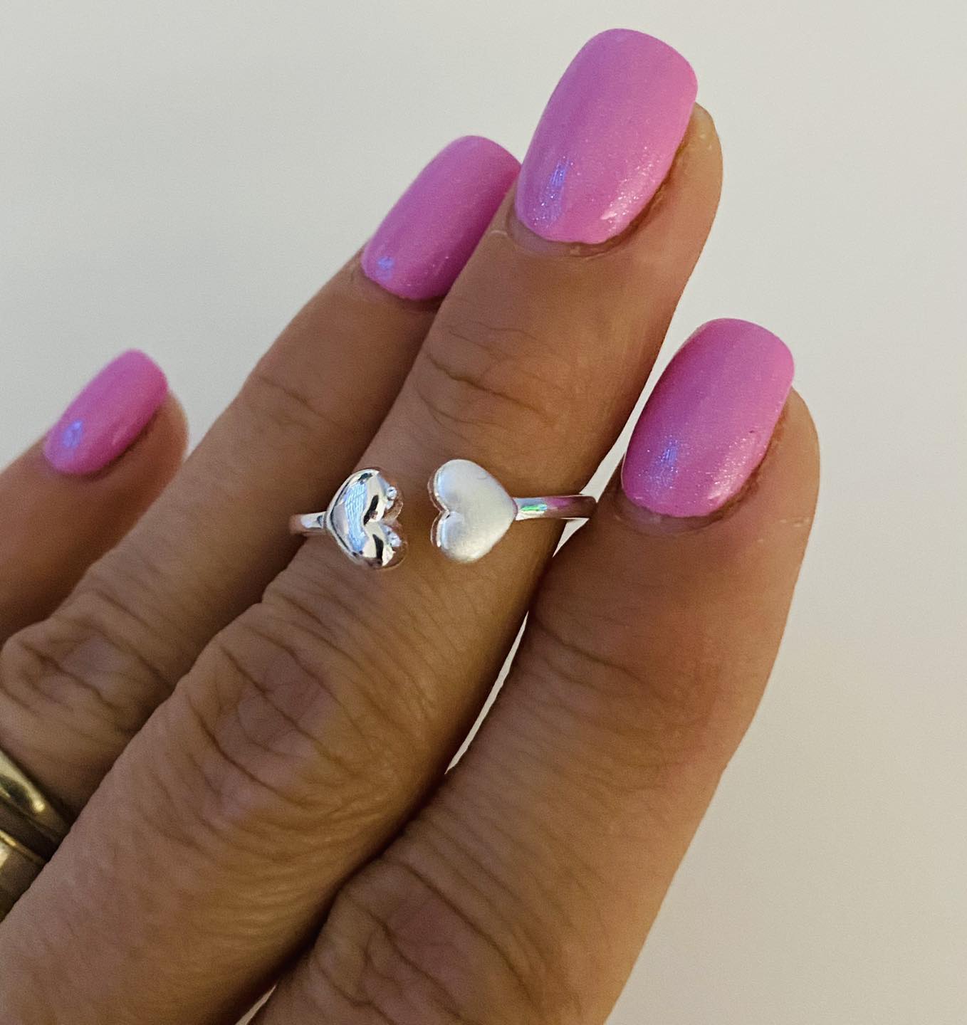 Inel Reglabil Duo Inimă din Argint 925, Bijuterie Elegantă și Versatilă