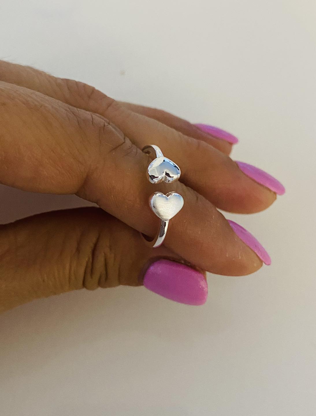 Inel Reglabil Duo Inimă din Argint 925, Bijuterie Elegantă și Versatilă
