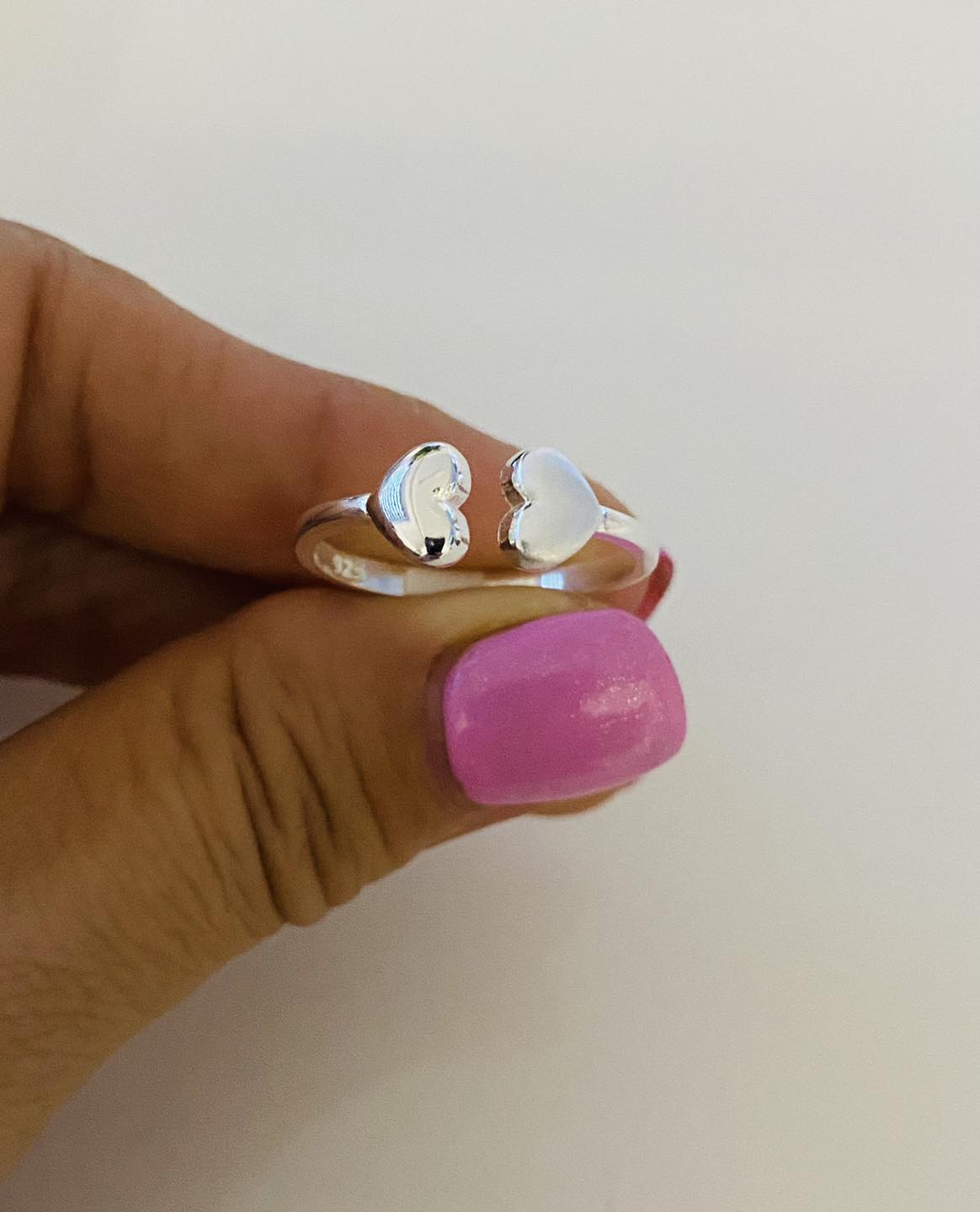 Inel Reglabil Duo Inimă din Argint 925, Bijuterie Elegantă și Versatilă