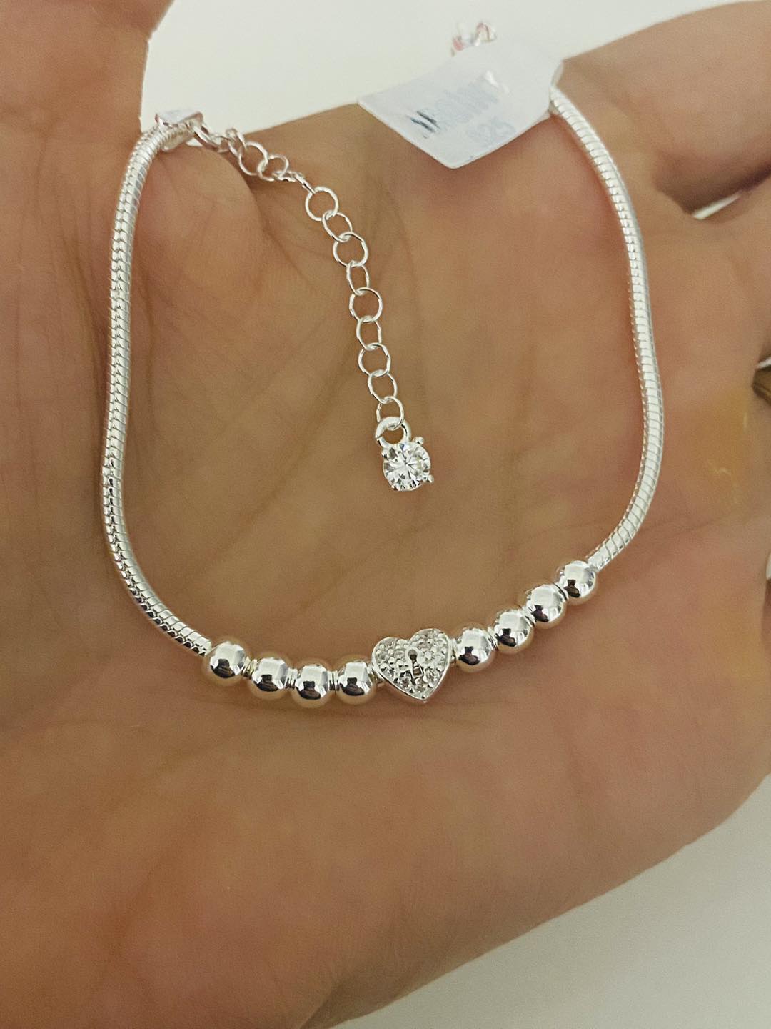 Bratara reglabila din argint 925 Sparkle Heart