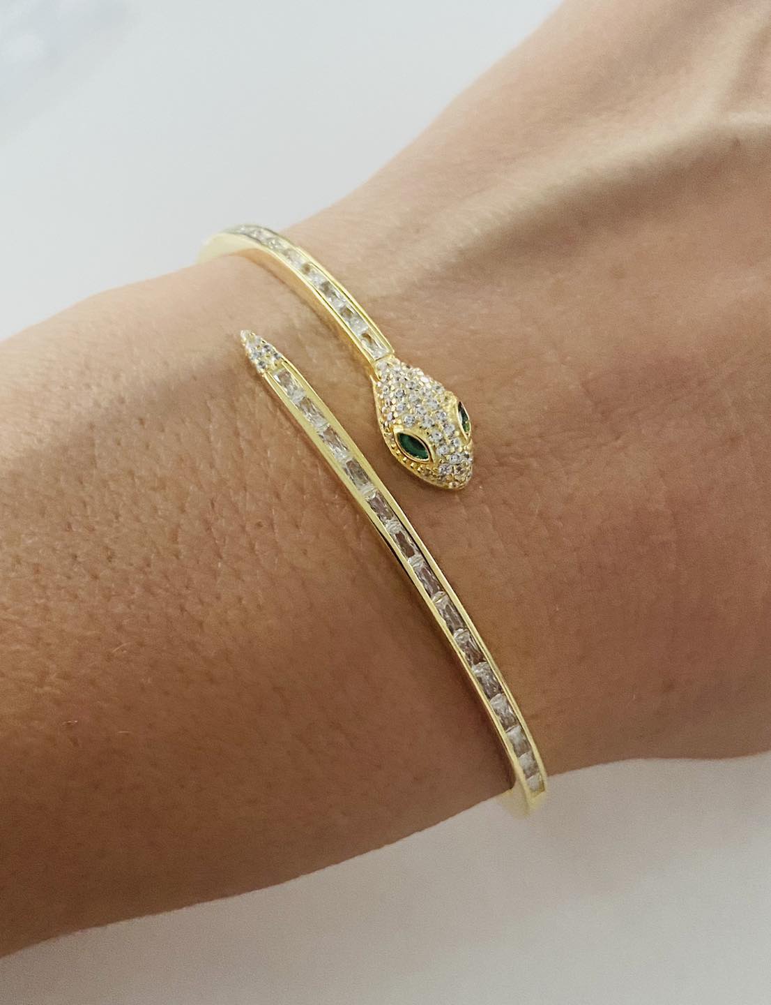 Bratara fix din argint 925 placat cu aur de 14K Luxury Spirit Snake